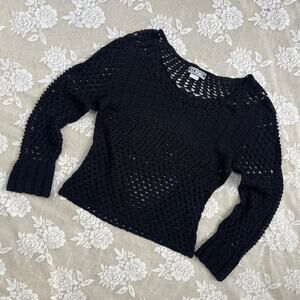 T.T. Blues Black Crochet Knit Sweater Size M